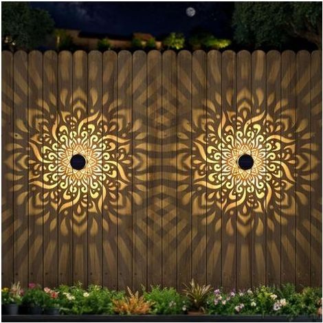 Soavoa Lampe Solaire Clôture Métal Mandala Étanche IP55 Lot de 2 pour Jardin Terrasse Extérieur Décoration Murale (1/5)