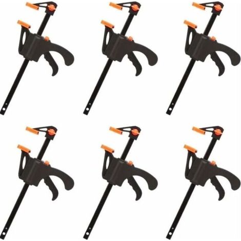 Lot de 6 Serre-joints en Forme de F, Serre Joint avec Serrage Rapide et Facile, Outils à Main pour Menuiserie(4pouces) (1/4)