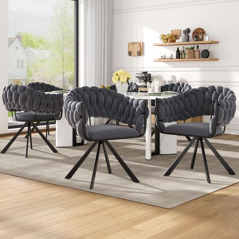 Tissu velours de haute qualité (6 pièces), chaise de salle à manger, de coiffeuse, de chaise moderne chaise ergonomique, réglables, gris