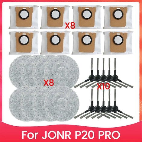 Brosse latérale, lingette et sacs à poussière de rechange pour aspirateur robot JONR P20 PRO (nettoyage domestique) (1/5)
