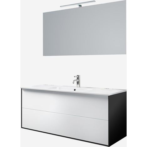 Mobile bagno sospeso con lavabo e specchio Igea 120 - Bianco