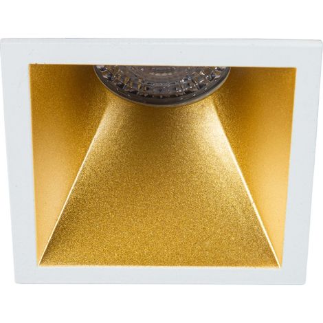 Spot DECO+ ASYM GU10 carré fixe, blanc mat/doré IP20 - EUROPOLE - 28912 (1/4)