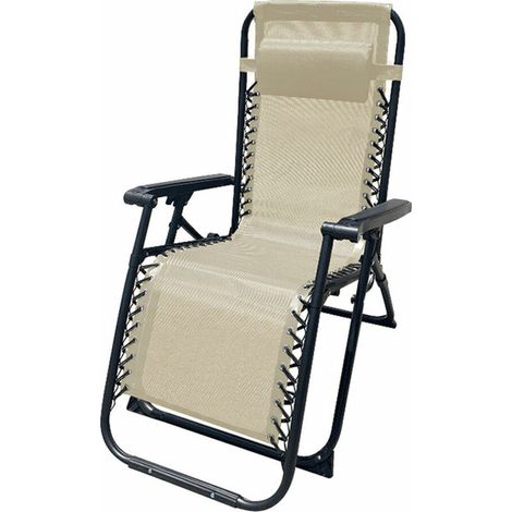 Marbueno Tumbona Plegable Acero Con Cojin Jardin y Piscina 90X66X108 cm Gravedad Cero Beige (1/3)