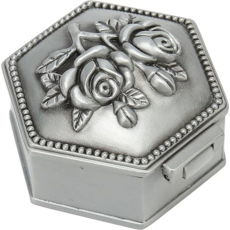 Sechseckige Vintage-Schmuckschatulle aus Zinklegierung, Schmuck-Organizer für Heimdekoration, 5,6 X 5,9 X 3, Cm (1/5)