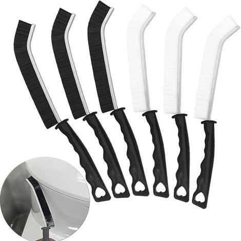 6 Pièces Brosse De Nettoyage des Interstices, Brosse Joint Carrelage Brosse, Multifonction Brosse Nettoyage avec Poignée pour Porte Fenêtre Salle de Bain Cuisine Anti Rouille (3 Noir + 3 Blanc) (1/4)