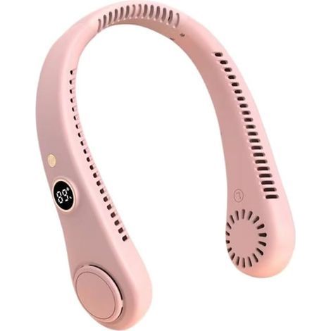 Ventilateur de Cou Portable - Sans pales refroidissement 360° - Intérieur extérieur - silencieux longue autonomie - Rose (1/4)