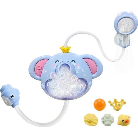 Elefanten-Badespielzeug mit Wasserstrahl, interaktive Seifenblasenmaschine für rutschfestes Garten- und Badespielzeug. (1/5)