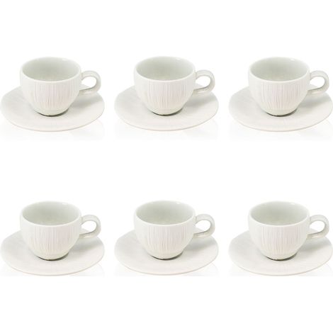 Lot de 6 tasses et soucoupes en porcelaine 9cl, URUS (1/4)