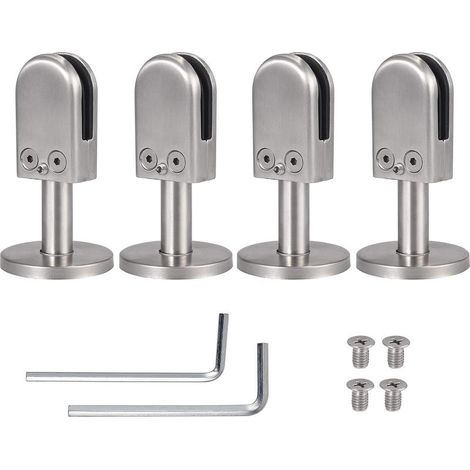 Support en Verre 4Pcs 6-8 mm avec Support de 40 mm pour Pinces en Verre pour Montage au Sol Supports de Tablette en Verre en Acier Inoxydable 304 pour Balustrade Rampe d'Escalier Main Courant (1/5)