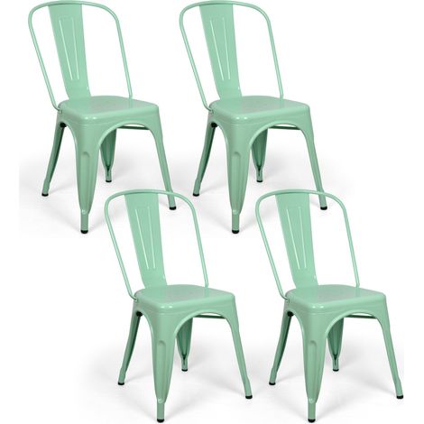 Pack 4 Sillas Tudix Diseño Industrial Color Verde Menta