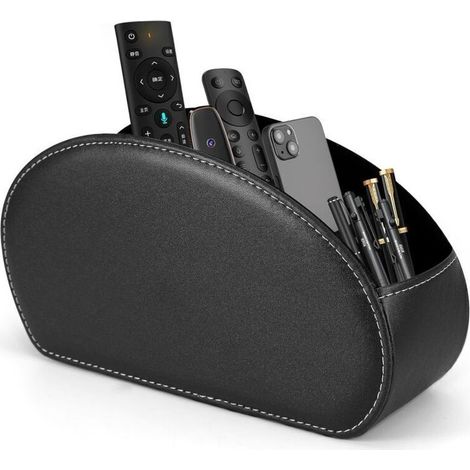 Porte-télécommande en cuir synthétique avec 5 compartiments pour récepteur TV, DVD, bureau, stylo, cuisine, salle de bain, maquillage (1/4)