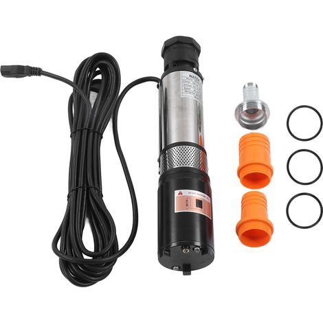Pompe à eau solaire DC 12V, moteur en fil de cuivre, puits Submersible en acier inoxydable à haute levée, 180W (1/5)