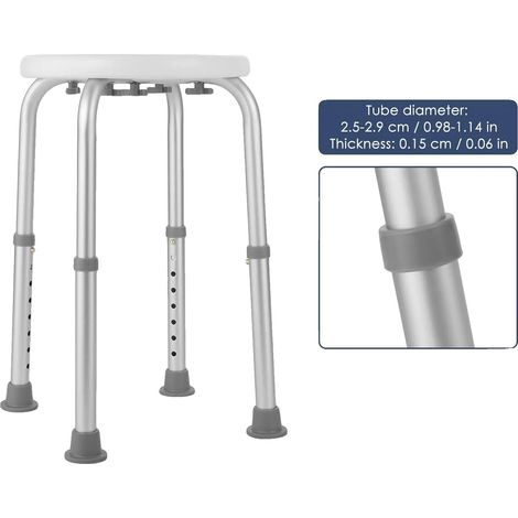 Tabouret de douche, construction en aluminium, hauteur réglable de 36 à 54 cm, pieds antidérapants, design compact, assemblage requis (1/5)