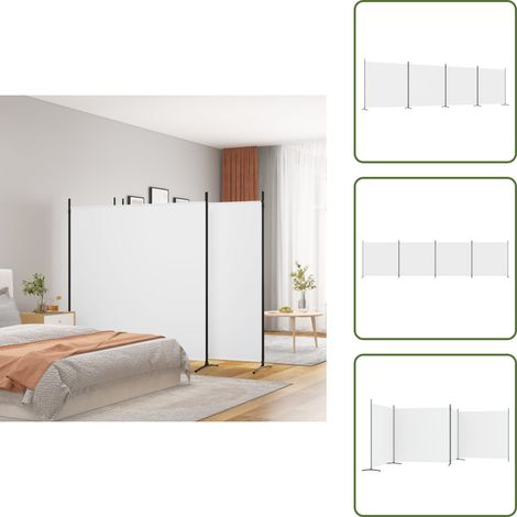 4-tlg. Paravent Weiß 698x180 cm Stoff - Paravent - Raumteiler - Zimmerabtrennung - Sichtschutz - Wohnraumgestaltung (1/5)