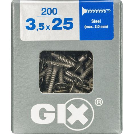 SPAX GIX-D Bohrspitze, 3,5 x 25 mm, 200 Stück, Vollgewinde, Trompetenkopf, Kreuzschlitz H2, Bohrspitze - 4991170350257 (1/3)