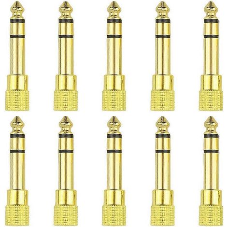 Adaptateur jack stéréo 6,35 mm mâle vers 3,5 mm femelle en cuivre plaqué or (1 pièce) (1/5)