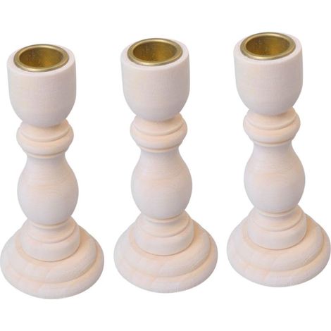 Pièces Lot de Bougeoirs Bois Naturel Chic et Simple Porte (1/5)
