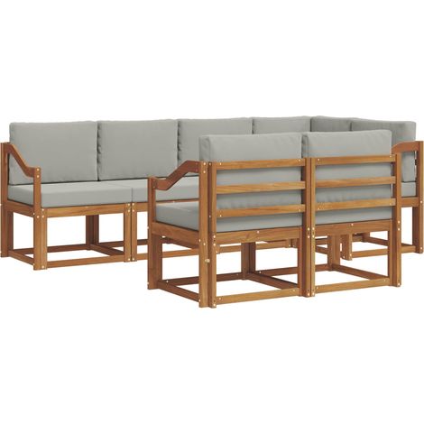 Conjunto de sofás de exterior 7 uds. Gris Natural y Claro vidaXL (1/5)