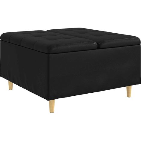 Pouf de rangement avec coussin Noir 80 x 80 x 45 cm Simili cuir