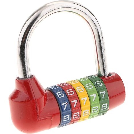 Cadenas de valise à combinaison de sécurité à 5 chiffres, rouge (1/5)
