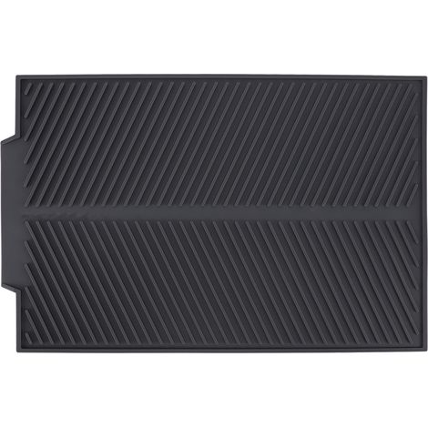 Tapis d'égouttage en silicone antidérapant et antichoc, facile à nettoyer, pour égoutter la vaisselle, les bols et les fourchettes (taille S, 39 x 25 cm). (1/5)