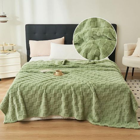 Manta polar lisa, de franela suave y ligera, manta cálida para todas las estaciones, ideal para viajes, sofá o cama, dimensiones 200 x 230 cm, color verde.