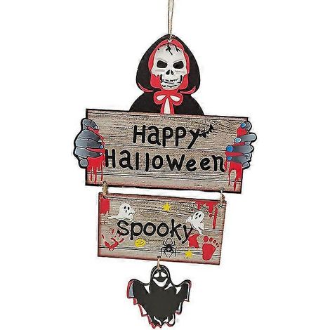 Attrape-soleil de fenêtre pendentif de décoration gnome d'Halloween ornement d'ambiance d'Halloween en bois 2pcsnoir (1/3)