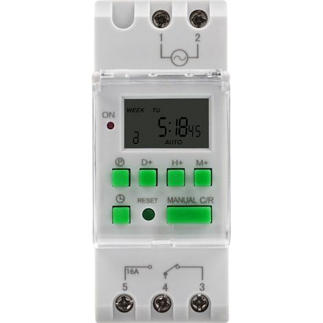 Horloge Modulaire 220V, Programmateur Tableau Electrique Minuterie Numérique Programmable LCD Interrupteur Horaire Quotidien/Hebdomadaire sur Rail DIN (1/5)