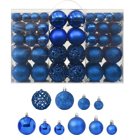 Décoration de Noël 100 pcs - Ensemble de boules de Noël Bleu -WYW61748 (1/5)
