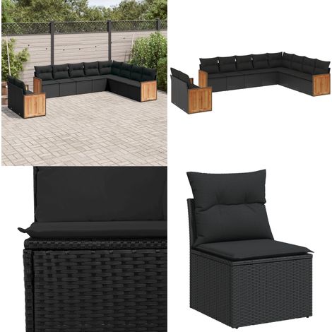 10-tlg. Garten-Sofagarnitur mit Kissen Schwarz Poly Rattan - Gartengestelle - Gartenmöbelset - Lounge Möbel - Rattan Gartenmöbel - Gartenlounge - Home & Living (1/5)