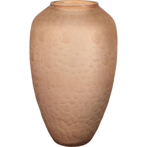 Vase en verre marron au relief martelé - marron (1/2)