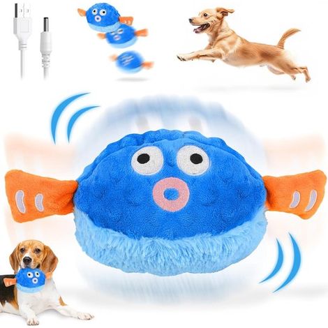 Juguete interactivo pelota peluche eléctrica bonito pez globo, cubierta tela resistente mordeduras, recargable USB gatos pequeños medianos (1/5)