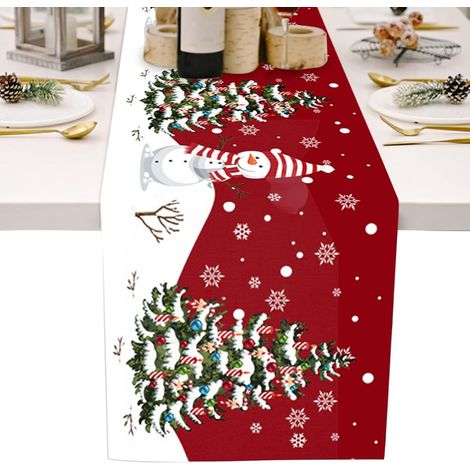 Winter-Weihnachtstisch-Serviergerät aus Baumwolle und Hanf, Glückswichtel, Weihnachtsthema, Tisch-Serviergerät, Küchen-Weihnachtsparty-Dekor, 33 x 183 cm (1/5)