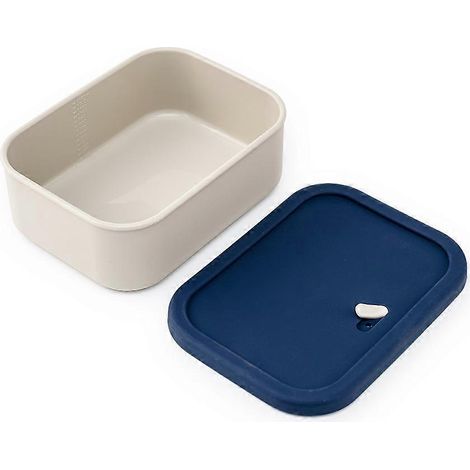 Multifunktionale Silikon-Essensbox, wiederverwendbare Lunchbox, tragbare Essensbox-17.30X12.50X6.80CM-Dark Blue (1/4)