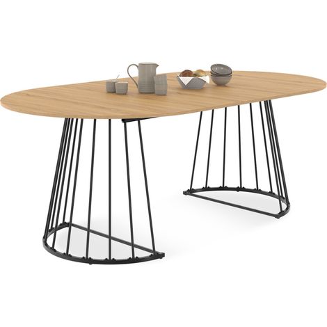 Ausziehbarer runder Esstisch YUNA 4-10 Personen Holz und Schwarz 110 - 200 cm (1/5)