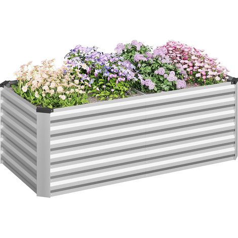 WOLTU Fioriera da Esterno Rettangolare per Piante e Fiori 160x80x56 cm, Argento