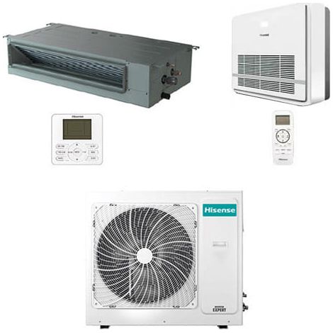 Hisense Konsole + Kanalisierte R32 Dual Split Inverter-Klimaanlage 12000 + 18000 BTU mit E.U. 3AMW72U4RJC Klasse A++/A+
