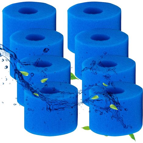 S1 Filterschwamm für Spa,Schwimmbadfilterkartusche für Intex,Typ S1 für Intex 29001 E Pure Spa,Wiederverwendbar und waschbar, Schaumstofffilter für Spa,Schwimmbad (8 Stück) (1/5)