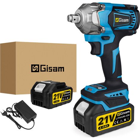 Gisam – Clé à chocs électrique 1/2″ 650N·m-1 batteries 4.0Ah- 3300 tr/min- réparation automobile