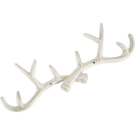 royaluxe - Creative Vintage Iron Deer Cornus Crochets Murale Cintre Chapeau Porte-Robinet Salle De Bains Serviettes Cintre Maison Suspendus Ornements(Blanc) (1/5)
