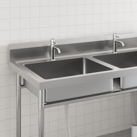 Maison Exclusive - Évier de cuisine à lavabo double Acier inoxydable