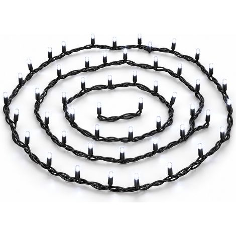 ETTROIT Lichterkette mit 100 LEDs, 10 m, weißes Licht, schwarzes Kabel, IP65, ausziehbar, Blitzeffekt, Weihnachtsgirlande, Geschäfte, Balkon (1/5)