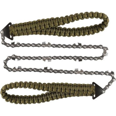 Portatif Tronçonneuse Scie à Main avec poignées de Corde Parachute Multifonction Trousse en Nylon, Câble Scie pour la Survie Gear, Le Camping, la Chasse.(65cm) (1/5)