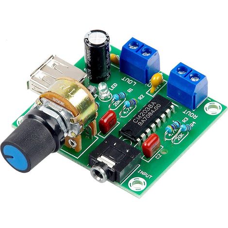 Mini-Leistungsverstärkerplatine 5W+5W HiFi 2-Kanal CM2038 5V USB-Netzteil