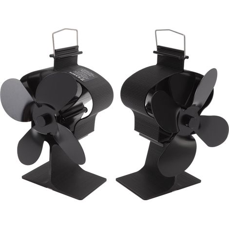 Ventilateur de cheminée à énergie thermique, 4 pales, en alliage d'aluminium, résistant à la chaleur, noir, modèle Winter Crown (1/5)