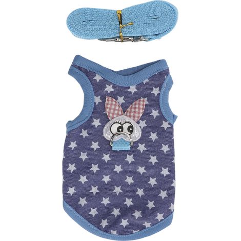 Gilet et laisse pour animal, chaud et respirant, vêtement mignon pour petit animal, lapin, cochon d'Inde, chat, taille M (1/5)