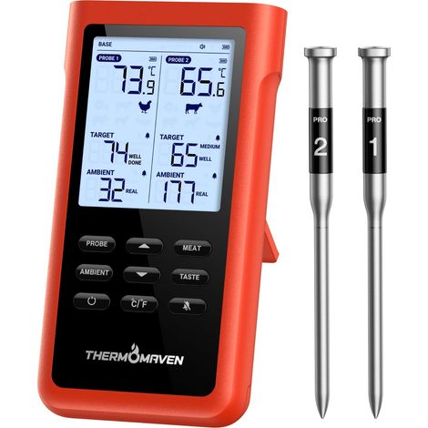 Thermomètre Cuisine Sans Fil, 915 m Sub-1G, 2 Sondes Cuisson (1/5)