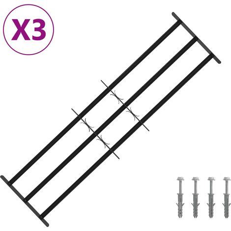 vidaXL Security Grille for Windows with 3 Crossbars 3 pcs 93-174 cm
