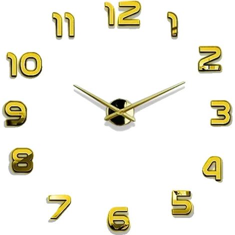 Wanduhr, 3D-Design, Acrylmaterial, Gold (1/2)