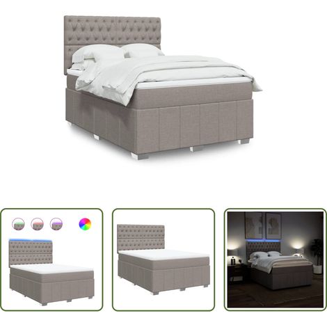 Matratze - Boxspringbett mit Matratze Taupe 140x200 cm Stoff (1/5)